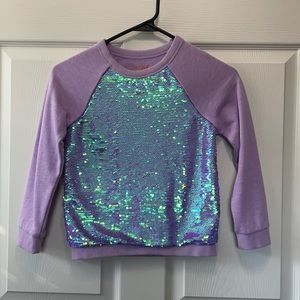 Everything Must Go! Cat and Jack purple sequin top sweatshirt top. Girls 6/6x